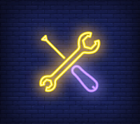Outils croisés en néon